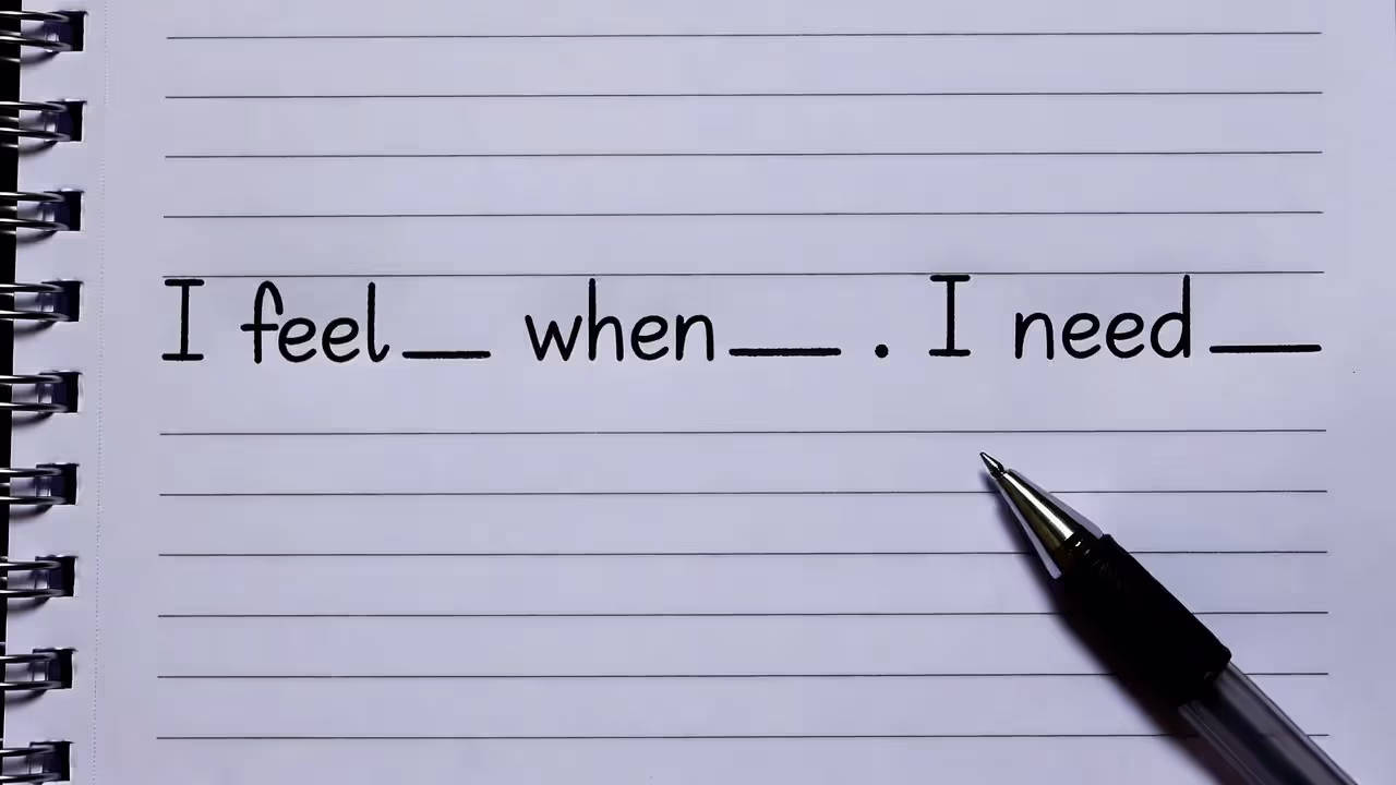 Notebook showing an I-statement communication template